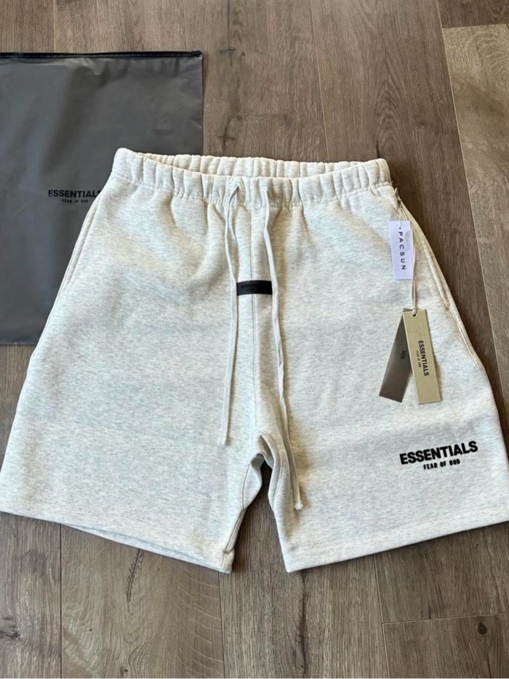 ESSENTIALS Men’s Cream Drawstring Athletic Shorts
